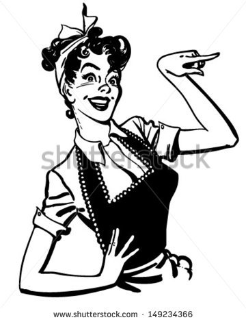 Pointing Housewife   Retro Clip Art Illustration   Stock Vector