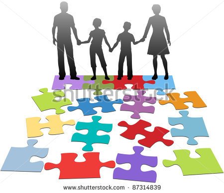     Symbols Of Problems Facing Broken Family And Solution   Stock Photo