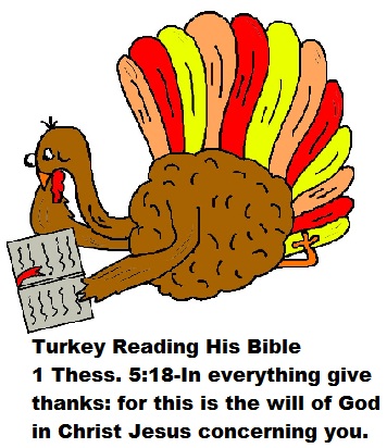     Turkey Clipart  Turkey Reading Bible Clipart  1 Thess 5 18