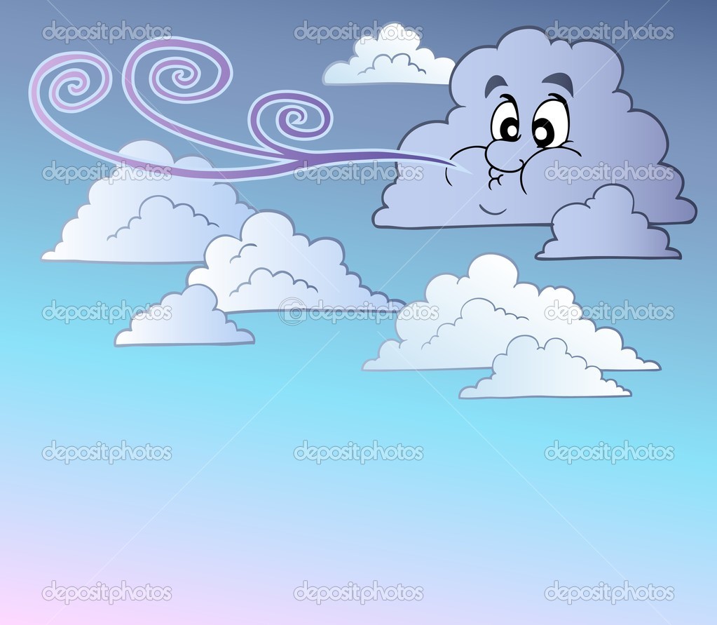 Windy Sky With Cartoon Clouds   Stock Vector   Clairev  4199117