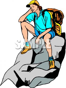 Woman Taking A Break While Hiking   Royalty Free Clip Art Image