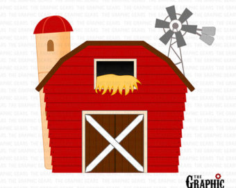 Barn Clip Art   Red Barn House Barn Yard Clip Art  Personal Or    
