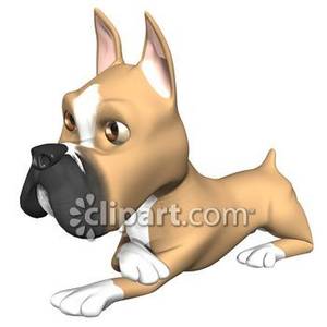 Brown And White Dog Laying On Floor Royalty Free Clipart Picture