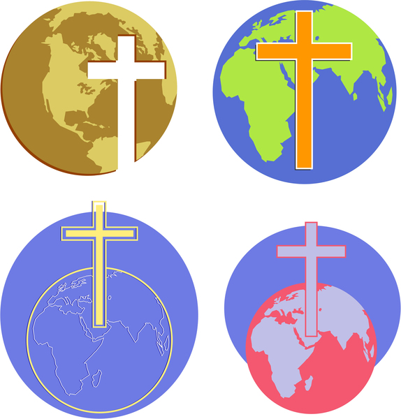 Christian Globes  Christian Cross Globe Icon Set