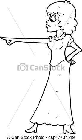 Clip Art Of Cartoon Woman Pointing Finger Csp17737519   Search Clipart    