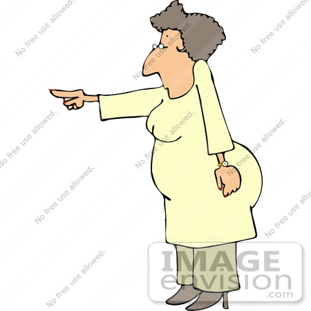 Clipart Of A Stern Middle Aged Caucasian Woman In A Yellow Dress Over    