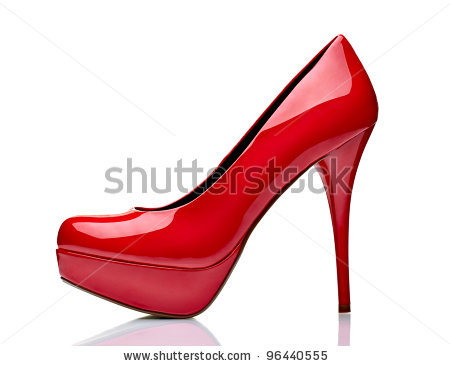 Close Up Of A Red High Heels On White Background With Clipping Path