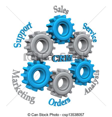 Customer Relationship Managementwork With Blue And Grey Gears On The