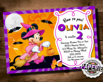 Disney Mickey Mouse And Minnie Mouse Halloween Invitation Diy    