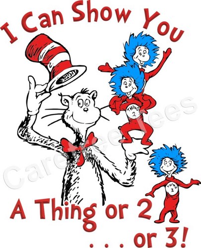 Dr  Seuss Cat In The Hat   Thing 1 2 And 3 Triplets     Carefreetees