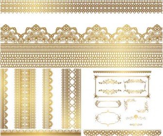 Gilded Lace Ornaments Vector   Free Vector Stock Illustrations Art