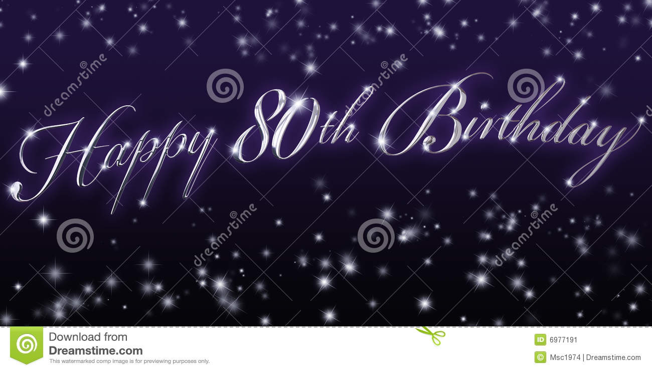 Happy 80th Birthday Type Made From Silver Chrome Material With Ping