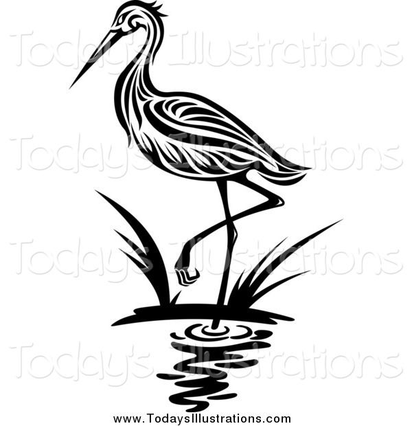 Heron Black And White Clipart