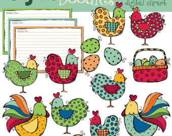 Instant Download Roosters And Hens Digital Clipart    