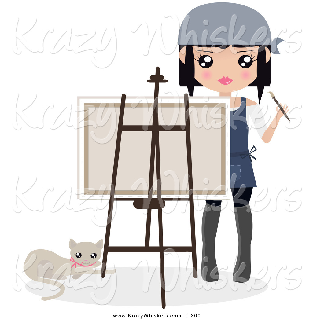 Larger Preview  Critter Clipart Of A Cat Laying By A Female Artist