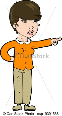 Of Cartoon Woman Pointing Finger Of Blame Csp19391568   Search Clipart    