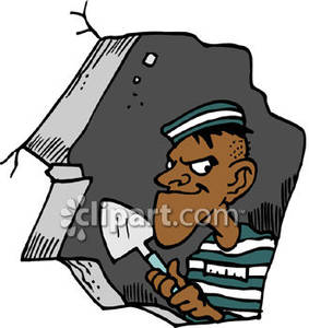 Prisoner About To Escape From Jail Royalty Free Clipart Picture