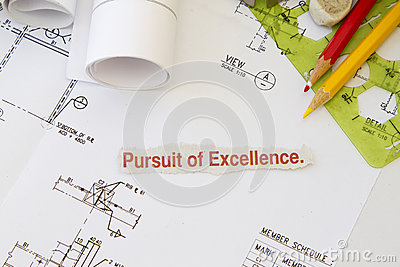 Pursuit Of Excellence Abstract With Engineering Tools And Hard Hat