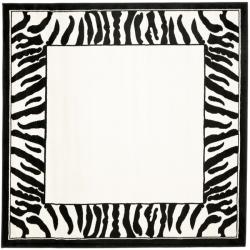 Safavieh Lyndhurst Collection Zebra Border Black  White Rug  6  Square