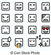 Square Face Emoticons   Illustration Of A Set Of Square Face