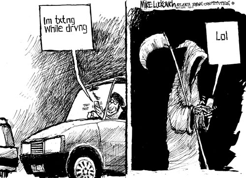 Texting While Driving Cartoons Cagle Com Distracted Driving Cartoons