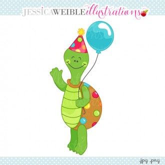 Today S Freebie  March 24   Birthday Turtle Clipart   Jw Illustrations
