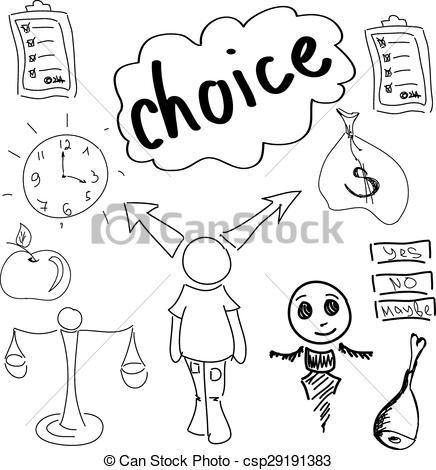 Vector   Drawn Person Making Choice   Stock Illustration Royalty Free
