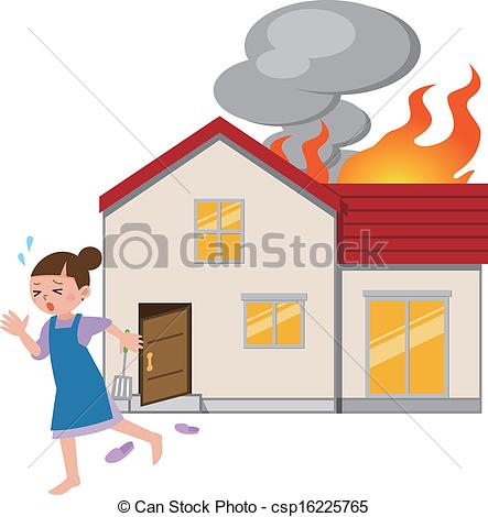 Vector Of Housewife To Escape From Fire Csp16225765   Search Clipart