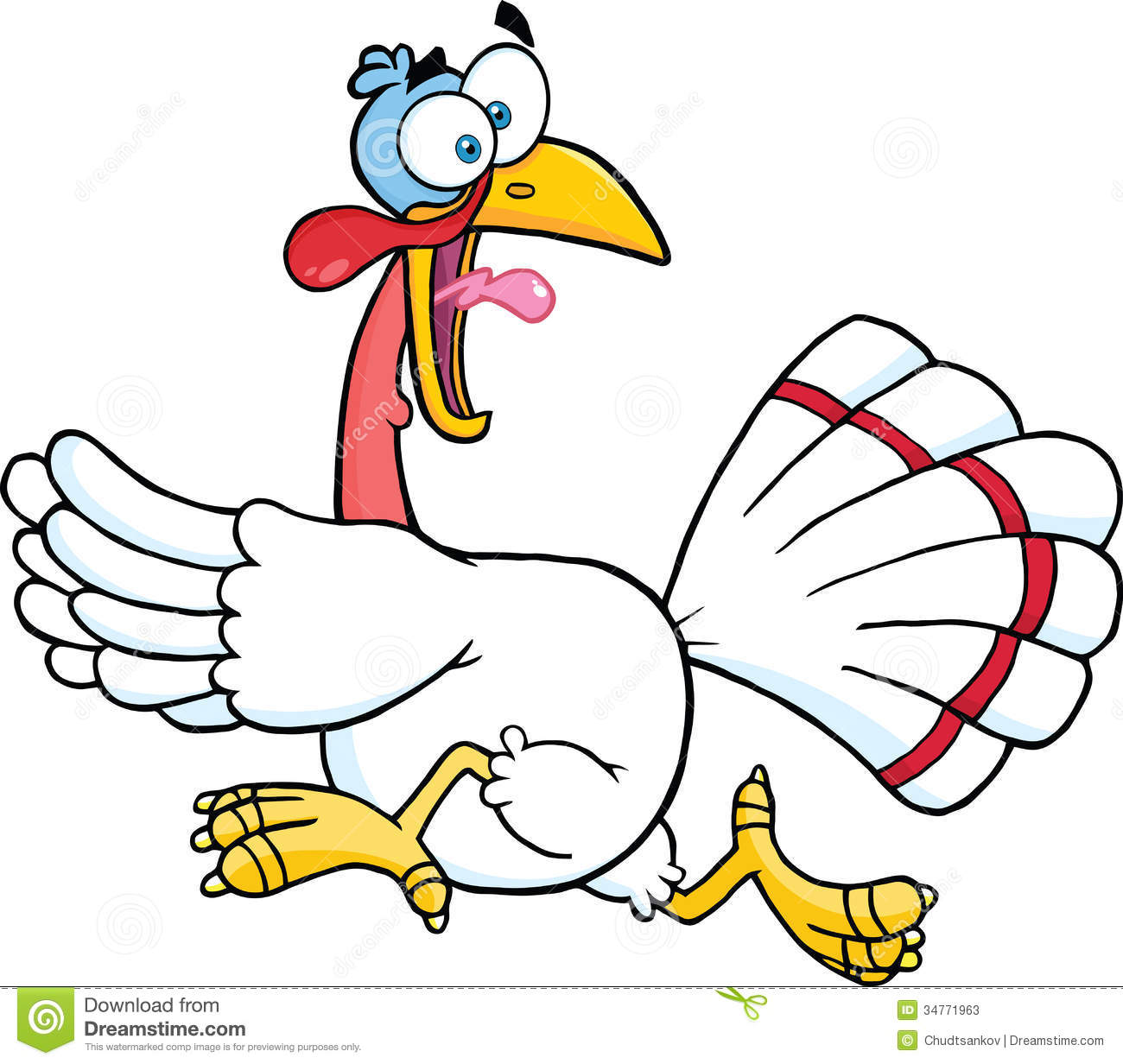 White Turkey Escape Cartoon Character Stock Photos   Image  34771963