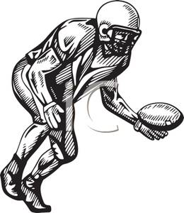 With Black And White Cartoon Of A Football Receiver Catching The Ball