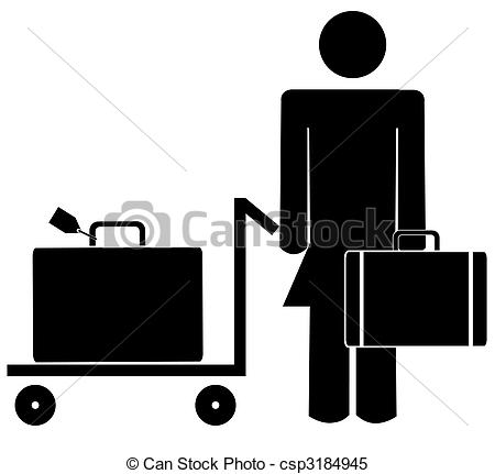 Woman Or Figure With Briefcase And Luggage Csp3184945   Search Clipart