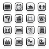 Black And White Hotel And Motel Facilities Icons Stock Image
