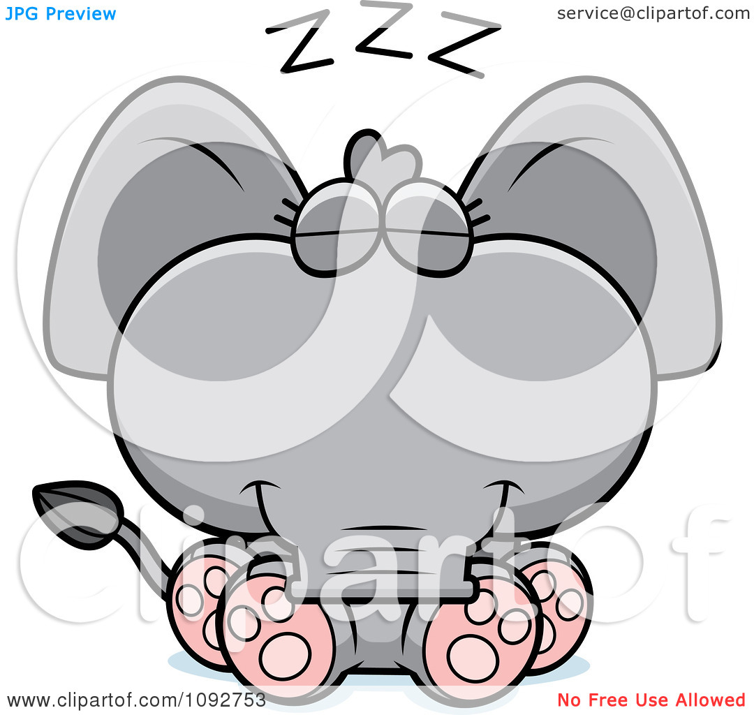 Clipart Cute Baby Elephant Sleeping   Royalty Free Vector Illustration