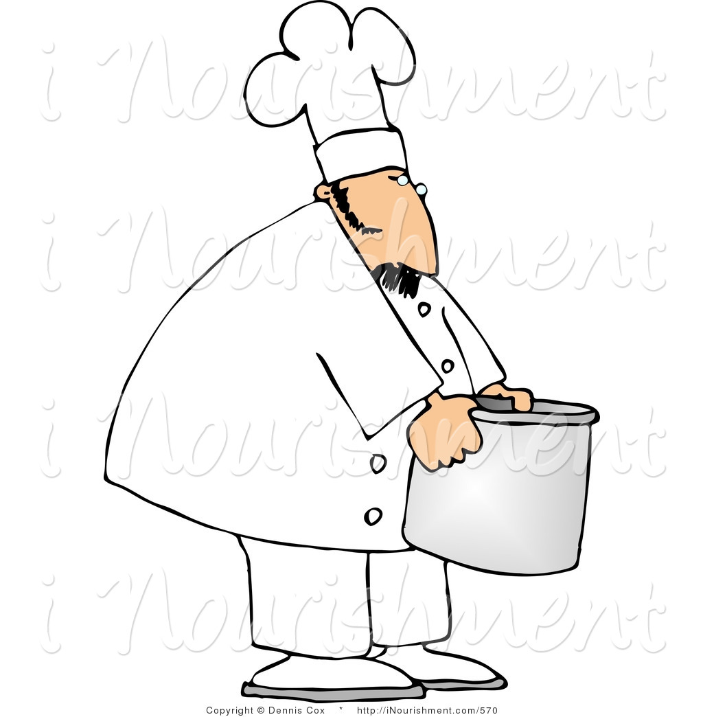 Clipart Of A Chef Carrying A Big Aluminum Metal Cooking Pot By Djart