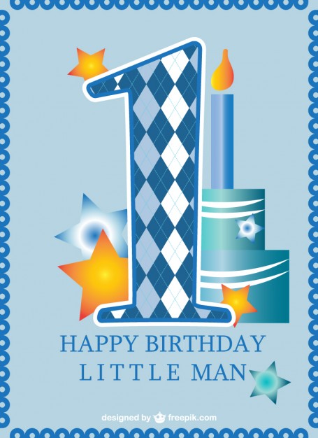 First Birthday Card Baby Boy Vector   Free Download