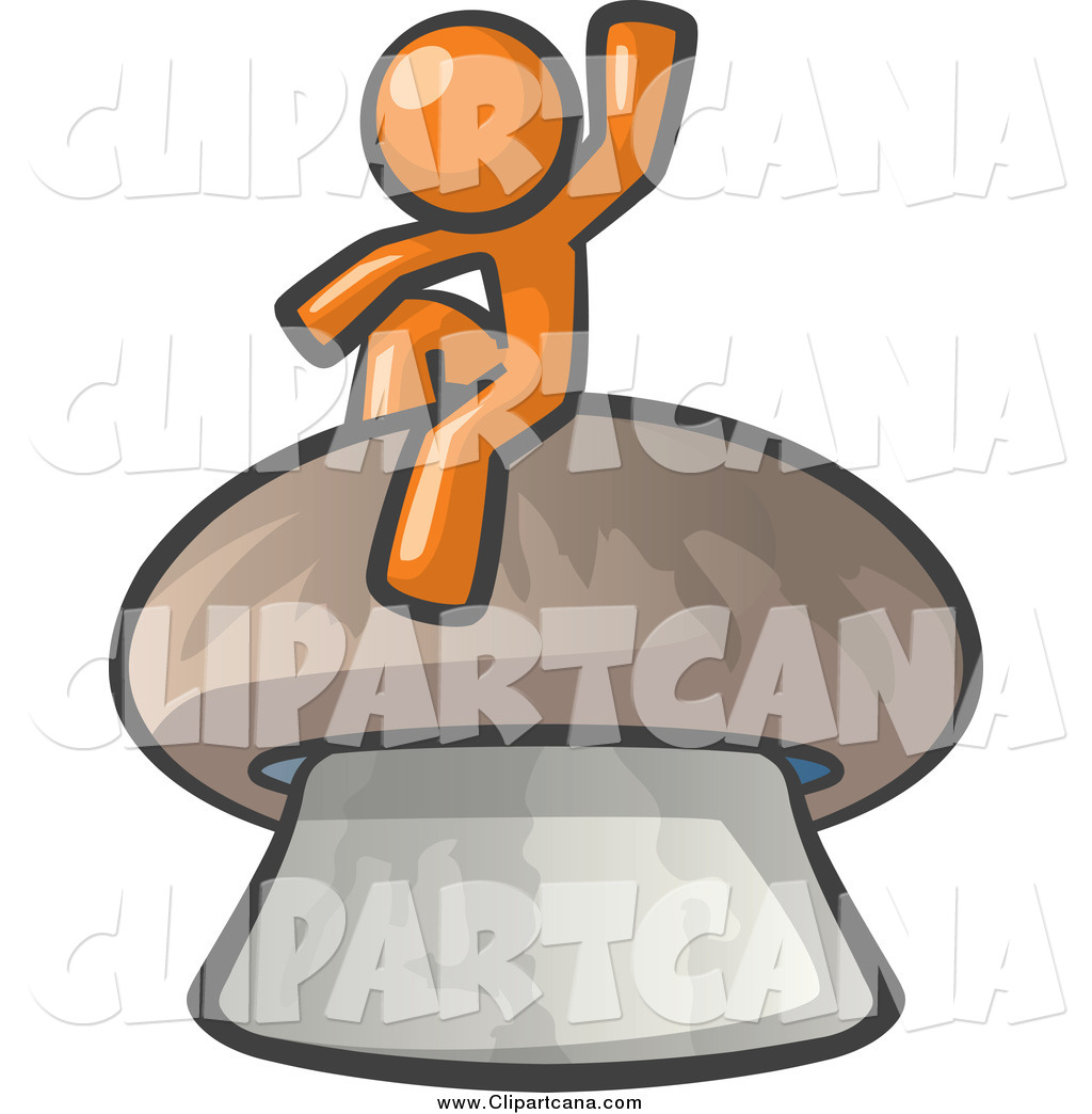 Larger Preview  Clip Art Of An Orange Man Waving On A Mushroom By Leo