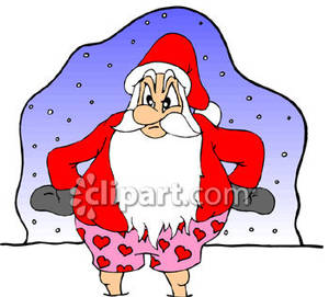 Santa Claus Wearing Boxer Shorts   Royalty Free Clipart Picture