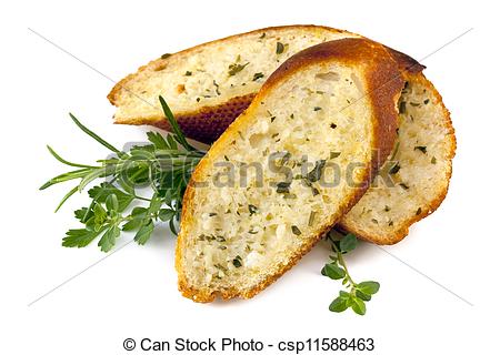 Stock Image Of Garlic Bread With Herbs Isolated   Garlic Bread With