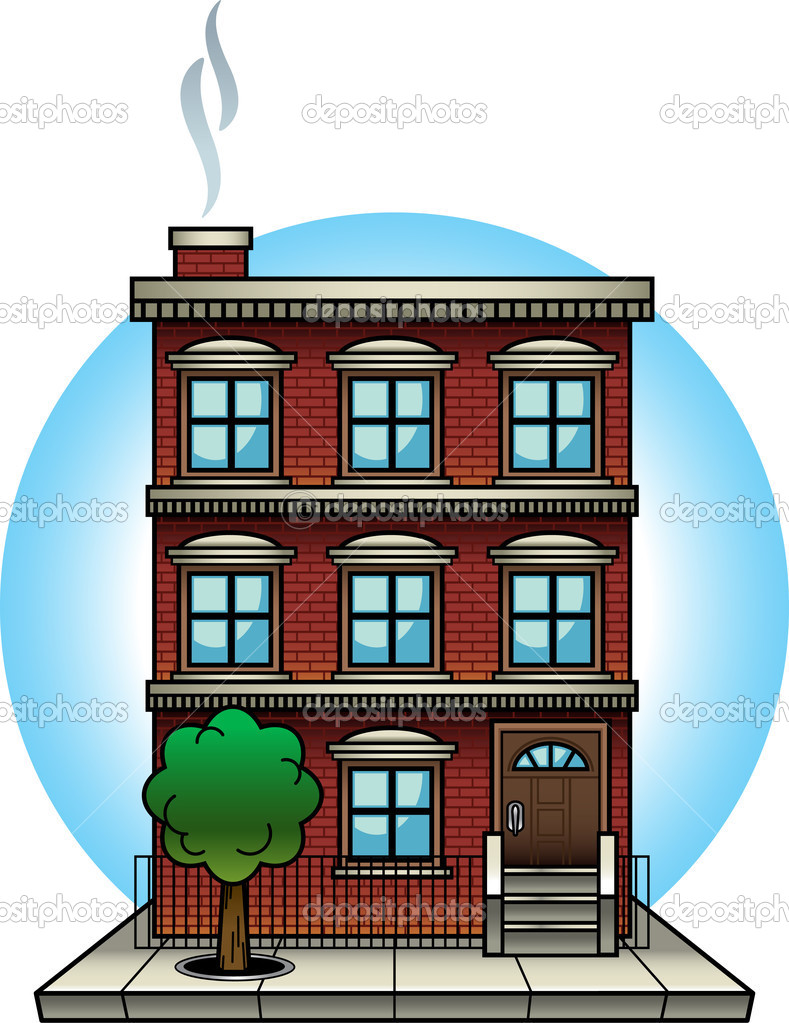 Vector Illustration Of A Brick Apartment Building  Vector File Is Well