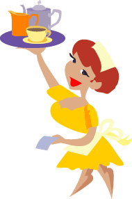     Waitress With Brown Hair Is Wearing A Yellow Dress High Above Clipart