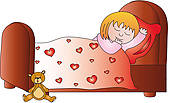 Woman In Bed Sleeping Clipart Clipart Of Cute Little Dreaming Girl In