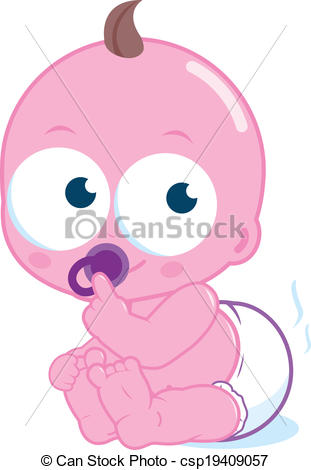 Baby In Dirty Diaper Clipart Vector   Cute Baby In A Dirty Diaper