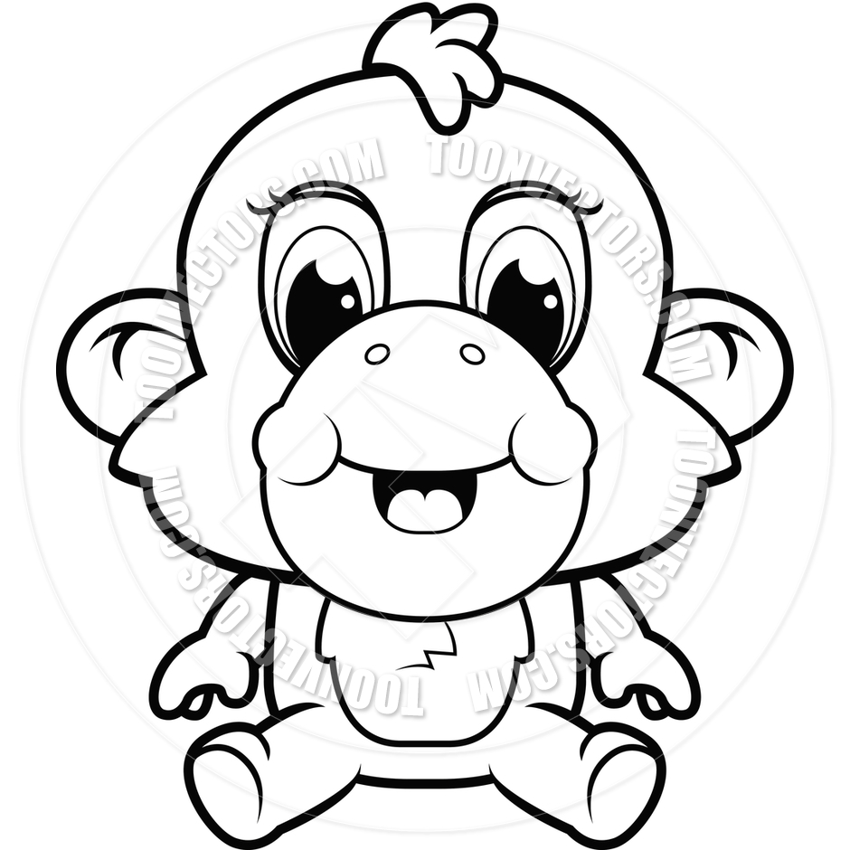 Baby Monkey Clipart Black And White   Clipart Panda   Free Clipart