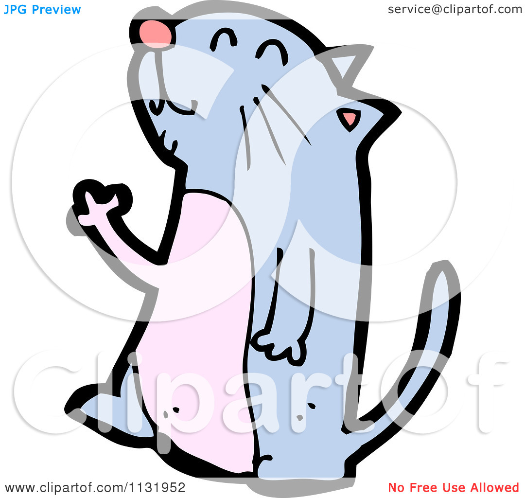 Cartoon Of A Blue Cat Walking   Royalty Free Vector Clipart By    