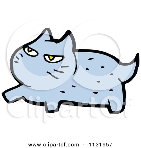Cartoon Of A Blue Kitty Cat 5   Royalty Free Vector Clipart By    