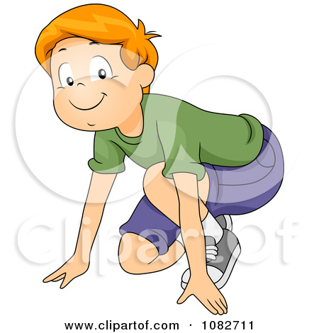 Clipart Boy Prepared To Sprint   Royalty Free Vector Illustration By