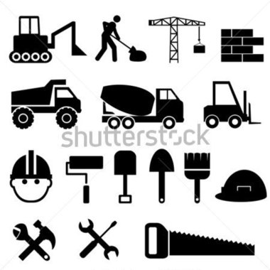 Construction Materials And Tools Icon Set Stock Vector   Clipart Me
