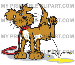 Dog On A Leash Lifting His Leg To Pee Clipart Illustration   Image