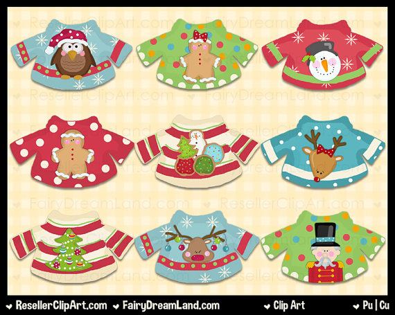 Festive Sweaters Clip Art Commercial Use By Resellerclipart
