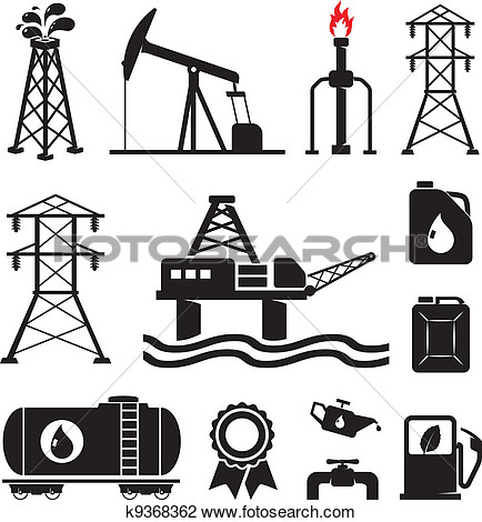 Oil Gas Electricity Symbols View Large Clip Art Graphic